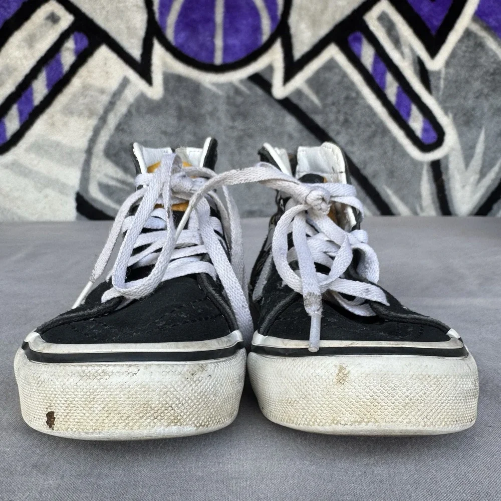 Size 11.5c - VANS‎ Toddler Sk8-Hi Zip Flowers Black /White Skate Canvas Sneakers